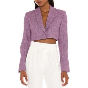 Amanda Uprichard Pembroke Tweed Blazer •M• Cropped Purple Provence X Revolve